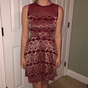 Small Formal red dress with gold flower designs